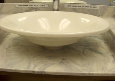 Lotus-Vessel-bowl-in-White-on-White-marble-Vanity-in-Country-Blue-marble